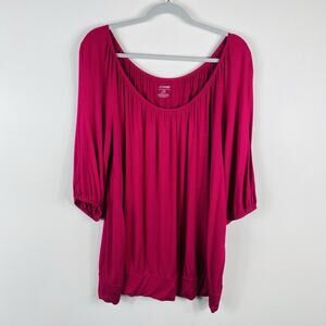 Lane Bryant Size 18/20 Casual 3/4 Sleeve Stretch Top Pink